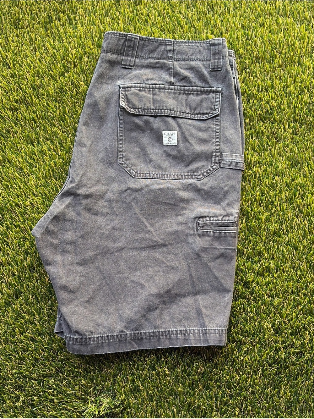 Vintage Chaps Carpenter Shorts Gray Washed Cargo Shorts Workwear Baggy Fit